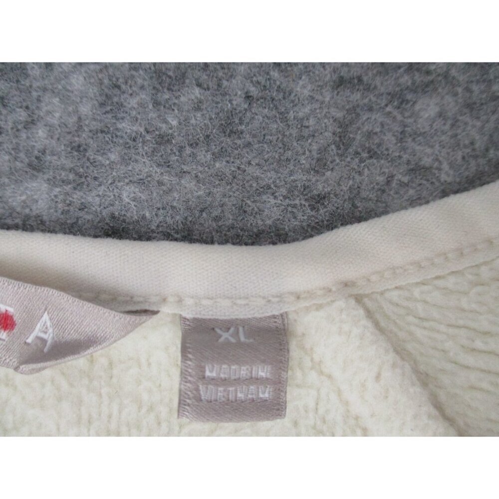 Athleta Womens Sweater XL Oversized Fleece Lined Oatmeal Heather Cardigan Knit - Picture 4 of 16
